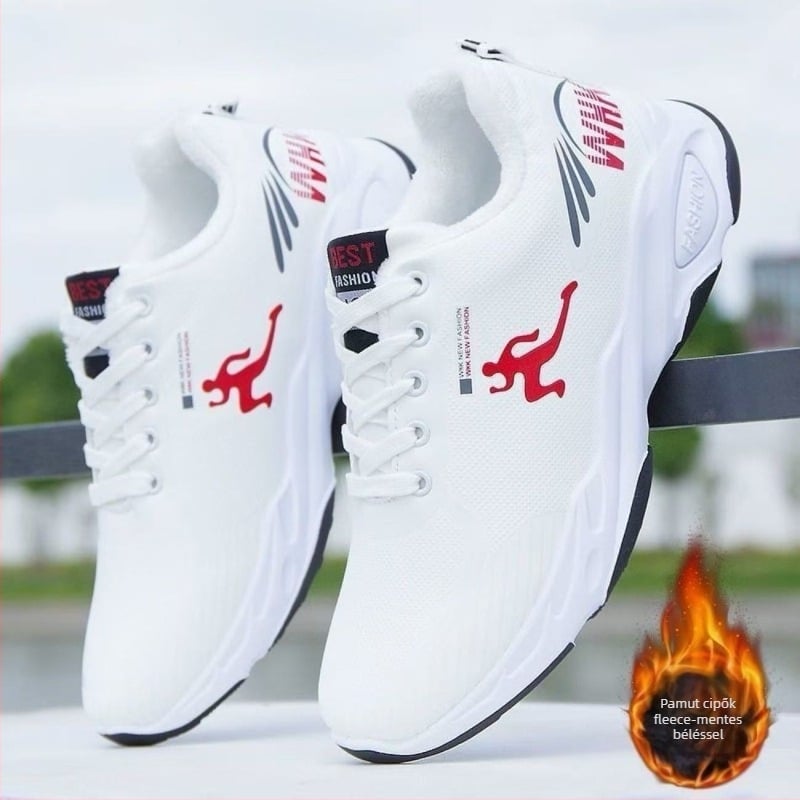 Fiataloknak szóló bőr vízálló sportcipő, vastag gumitalppal, csúszásmentes, fűzős zárású, mindennapi