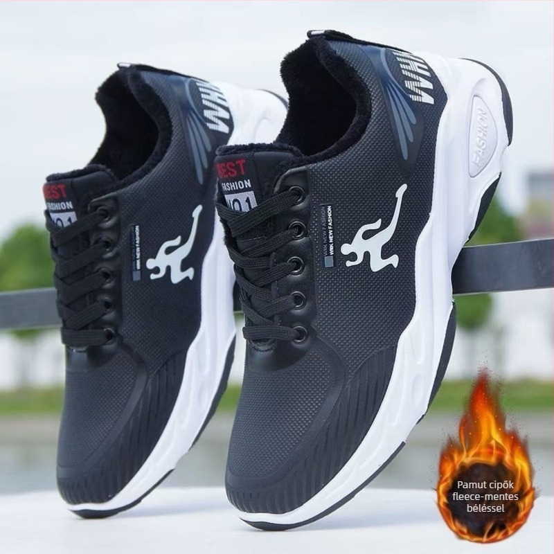 Fiataloknak szóló bőr vízálló sportcipő, vastag gumitalppal, csúszásmentes, fűzős zárású, mindennapi
