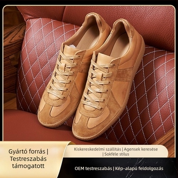 Férfi bőrből készült hétköznapi sportcipő, alacsony profilú, gumírozott talp, belső talp természetes bőrből, báránybőr bélés