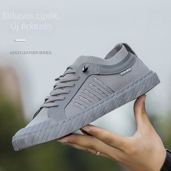 Férfi lélegző hálós sportcipő, kerek orral, alacsony felsőrésszel és injektált talppal