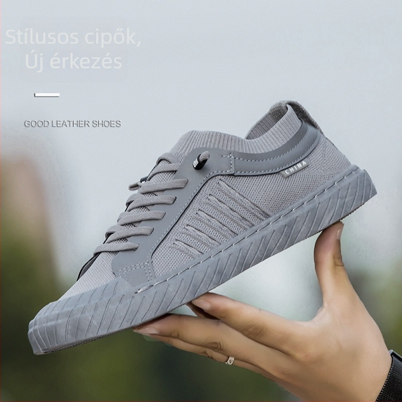 Férfi lélegző hálós sportcipő, kerek orral, alacsony felsőrésszel és injektált talppal