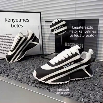 Férfi loaferek – légáteresztő hálófelső, fűzőzárás, hegyes orr, gumitalp, könnyű