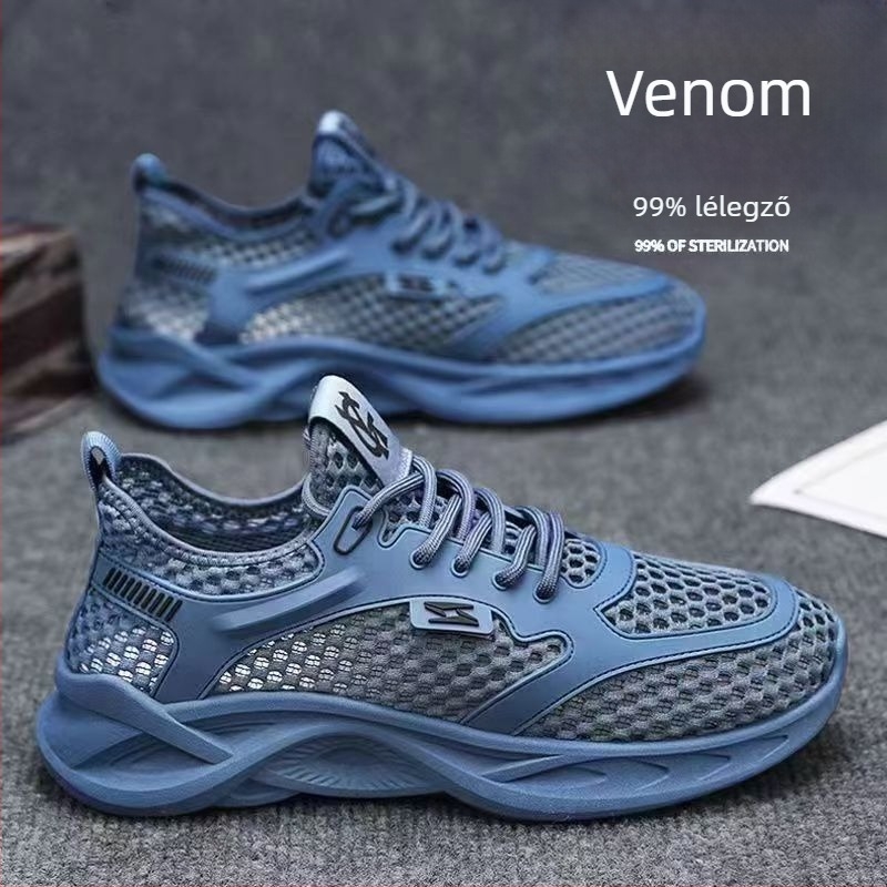 Férfi hálós sportcipő – lélegző, könnyű (felső PU+háló; fűző; EVA talpbetét; injektált talp)