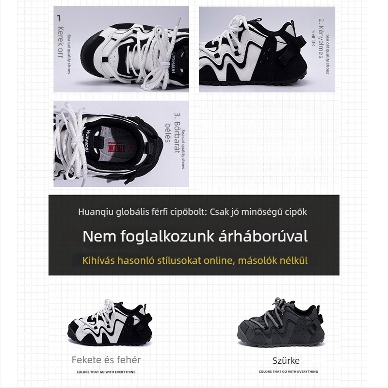 Férfiak számára magasító hatású sportos-casual cipő, felső rész szintetikus bőr, fűző, kerek orr, PVC talp, minden évszakra