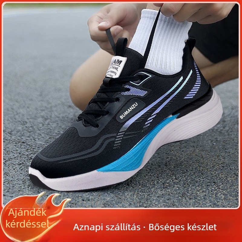 Férfi sportcipő PU+hálós felsőrész, légáteresztő, PVC talp, slip-on, kerek orr
