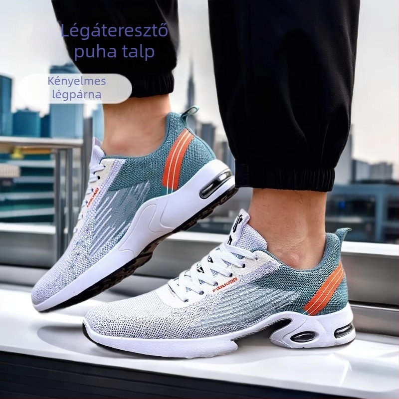Férfi Flyknit sportcipő csíkos mintával, fűzőkkel, EVA talpbetéttel, injekciózott talppal