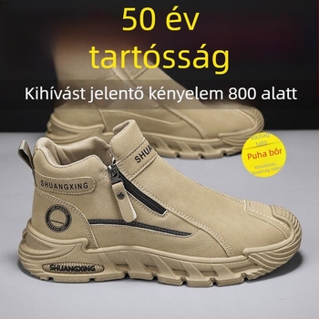 Férfi Waffle cipő: vízálló, csúszásmentes, kopásálló, szagtalan, felső rész top-grain bőr, középmagas sarok