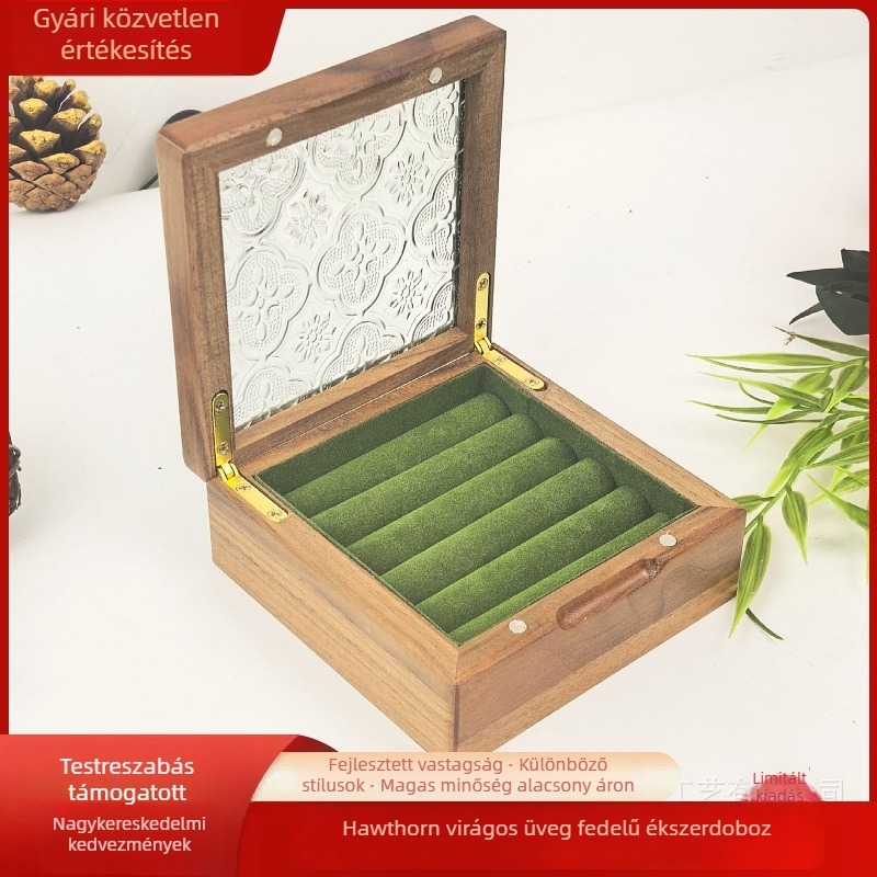 Long gang diófából készült ékszeres doboz, egyszínű dizájn, Modell 202507029, testreszabható