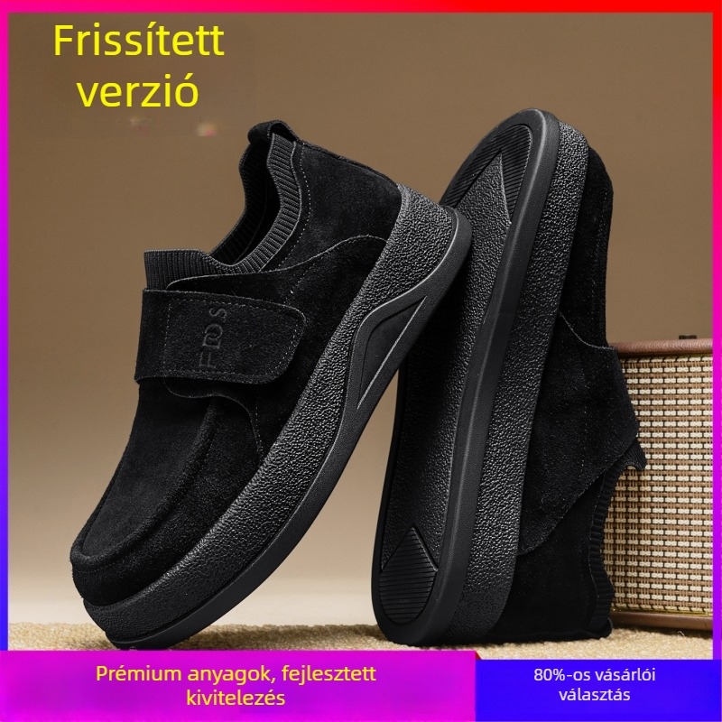 Férfi lóferek PU felsőrésszel, gumírozott talppal, Velcro-zár, hegyes orr