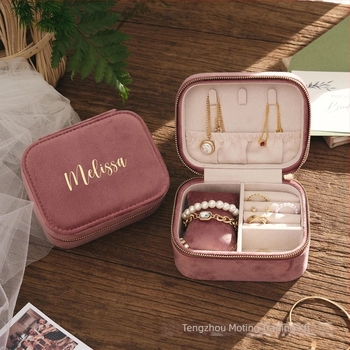 Velúr ékszerdoboz órákhoz és karkötőkhöz, egyedi szöveg, koreai stílus, kemény tok