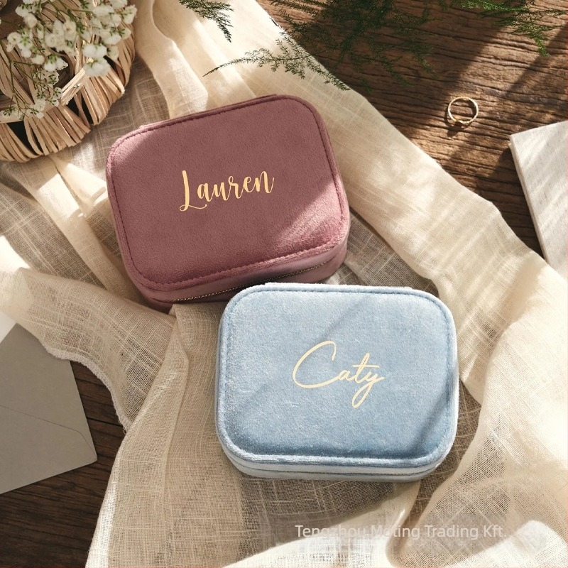 Velúr ékszerdoboz órákhoz és karkötőkhöz, egyedi szöveg, koreai stílus, kemény tok