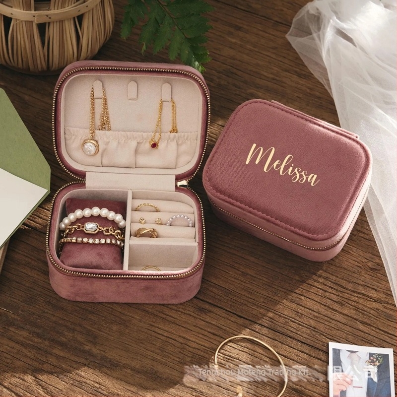 Velúr ékszerdoboz órákhoz és karkötőkhöz, egyedi szöveg, koreai stílus, kemény tok