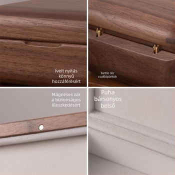 Fulilai diófából készült ékszerdoboz, modell 655214, minimalist stílus