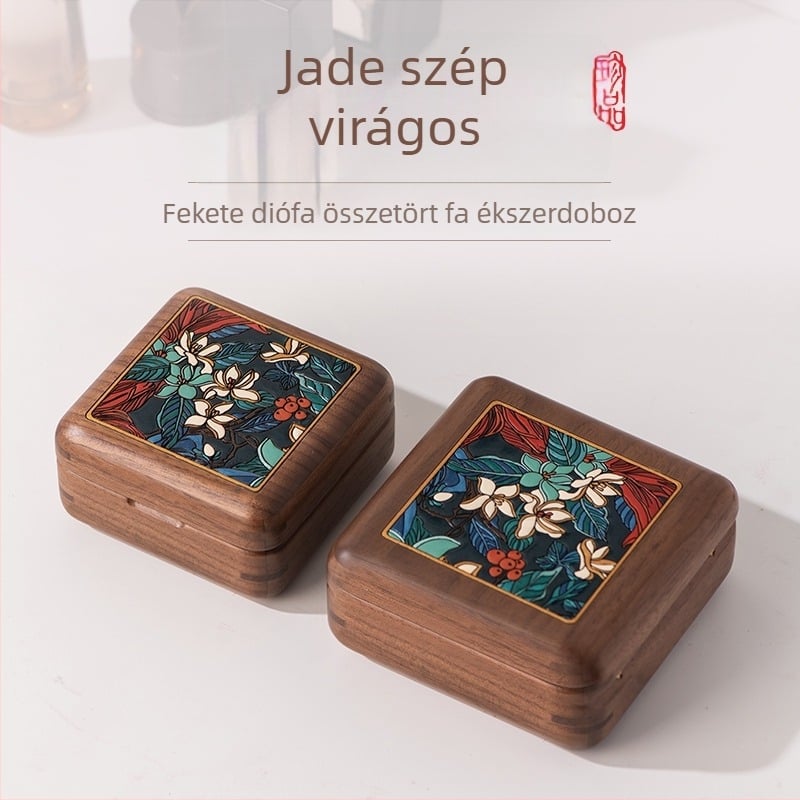 Fulilai diófából készült ékszerdoboz, modell 655214, minimalist stílus