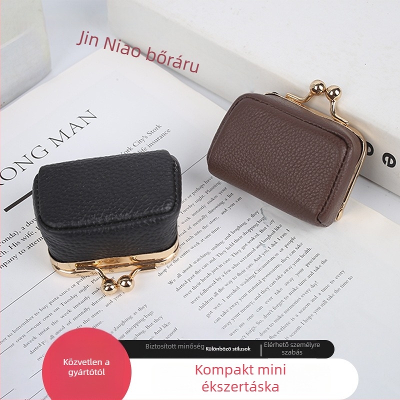 Bőr ékszertáska, modell Hx-6080, clutch-stílus, csíkos mintázat, Golden Bird