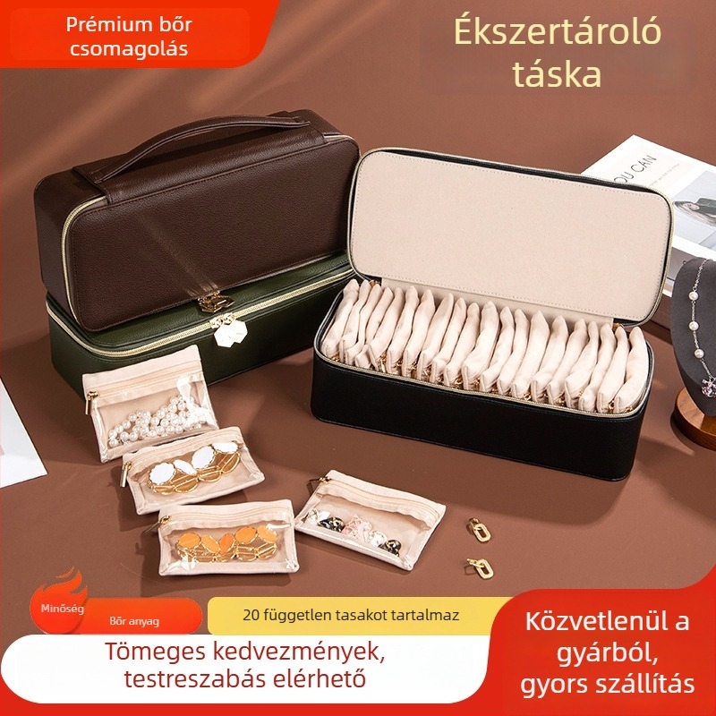 Hordozható ékszerek rendező doboz fülbevalók és gyűrűk tárolására, nagy kapacitású, 20 darabos készlet
