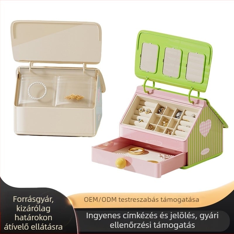 Ékszerdoboz Dd2608, ABS+PET+Flanel, Friss és édes stílus, Kemény tok, Testreszabható