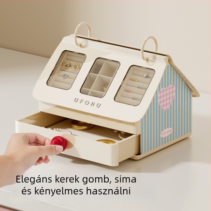 Ékszerdoboz Dd2608, ABS+PET+Flanel, Friss és édes stílus, Kemény tok, Testreszabható