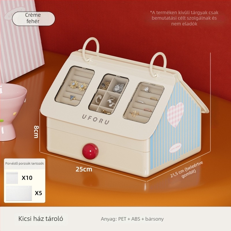 Ékszerdoboz Dd2608, ABS+PET+Flanel, Friss és édes stílus, Kemény tok, Testreszabható