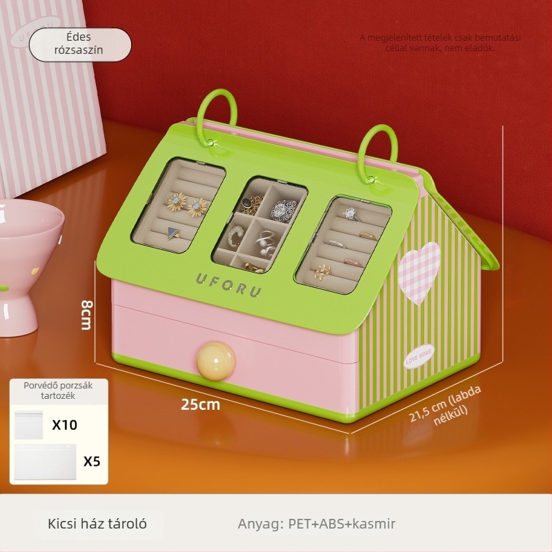 Ékszerdoboz Dd2608, ABS+PET+Flanel, Friss és édes stílus, Kemény tok, Testreszabható