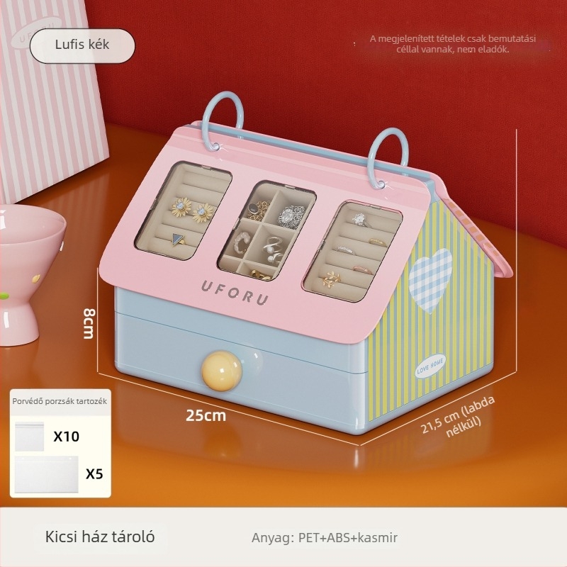 Ékszerdoboz Dd2608, ABS+PET+Flanel, Friss és édes stílus, Kemény tok, Testreszabható