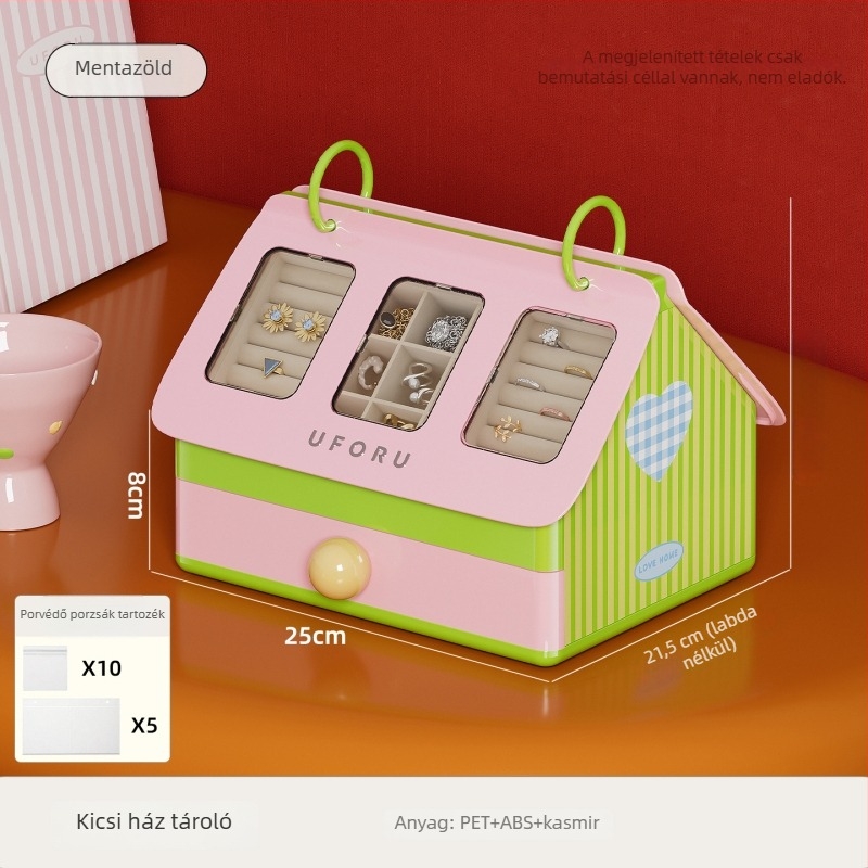 Ékszerdoboz Dd2608, ABS+PET+Flanel, Friss és édes stílus, Kemény tok, Testreszabható