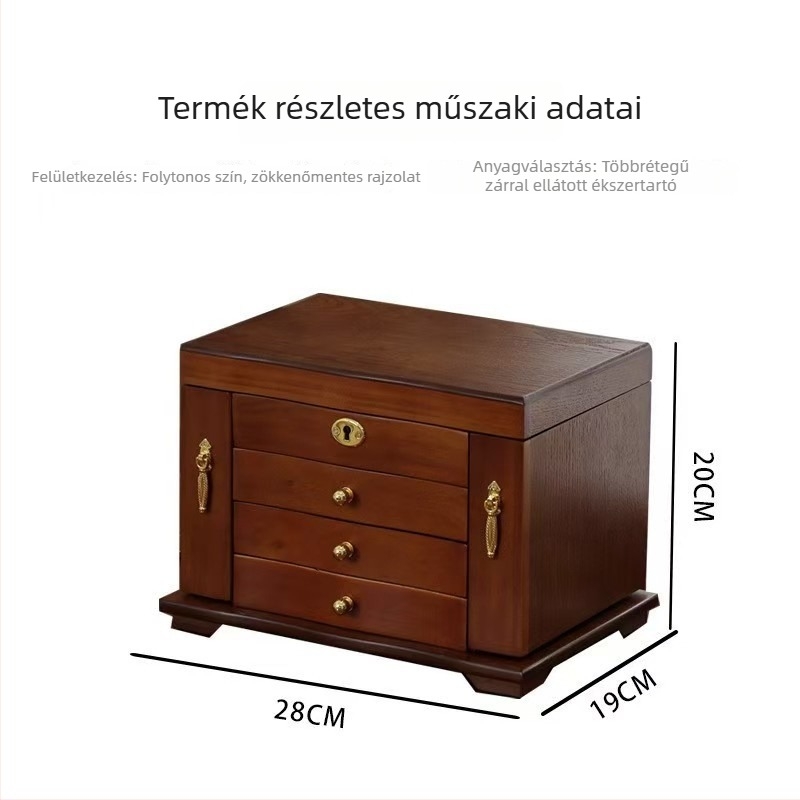 Fából készült ékszerdoboz, több rétegű retro dizájn, modell 1119, Independent, testreszabható