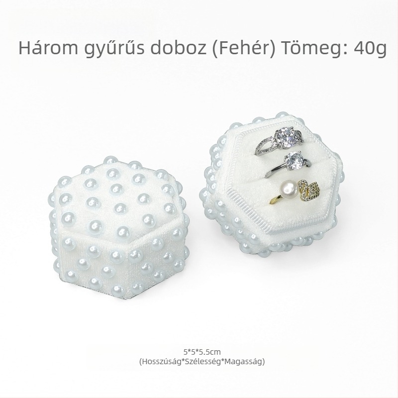 Velúr hatszögletű gyűrű- és fülbevaló doboz