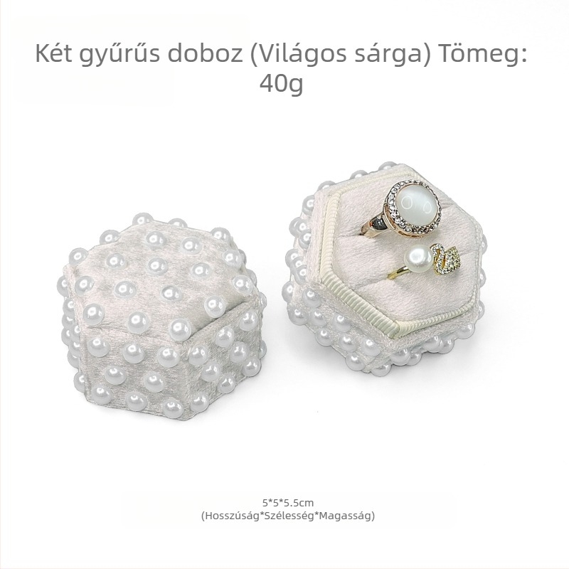 Velúr hatszögletű gyűrű- és fülbevaló doboz