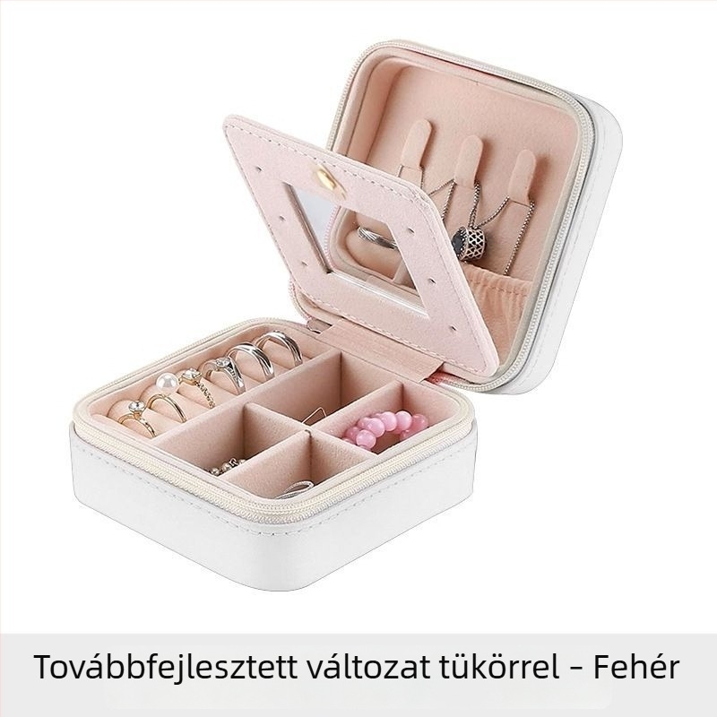 Hordozható, kompakt ékszerdoboz fülbevalók, gyűrűk és nyakláncok tárolására – oxidáció elleni védelem, utazáshoz, nőknek