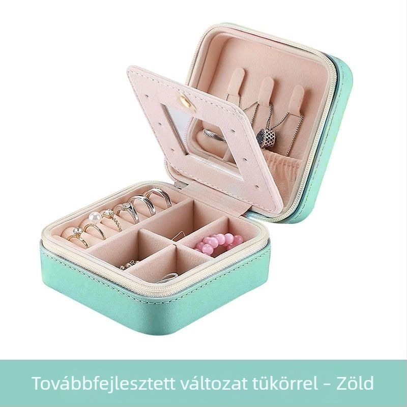 Hordozható, kompakt ékszerdoboz fülbevalók, gyűrűk és nyakláncok tárolására – oxidáció elleni védelem, utazáshoz, nőknek