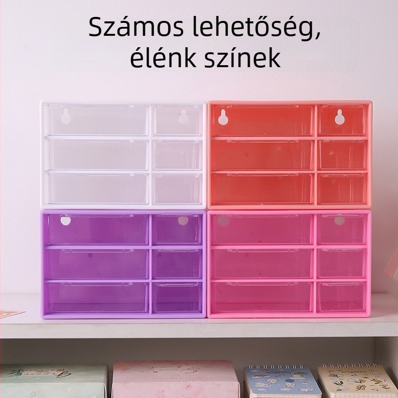 Műanyag kilenc rekeszű ékszertároló doboz