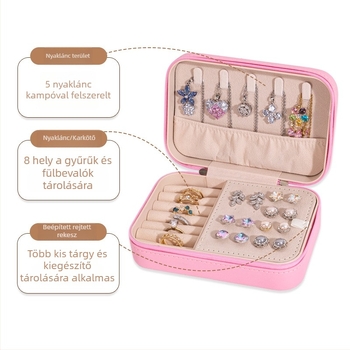 Bőr ékszerdoboz, koreai stílus, csíkos mintázat, modell Little Fragrance