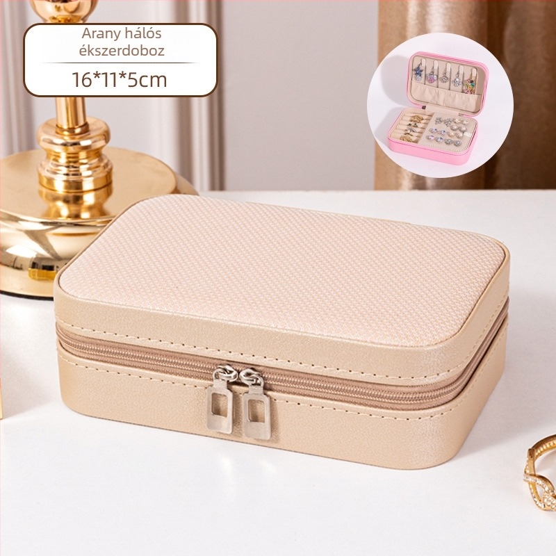 Bőr ékszerdoboz, koreai stílus, csíkos mintázat, modell Little Fragrance