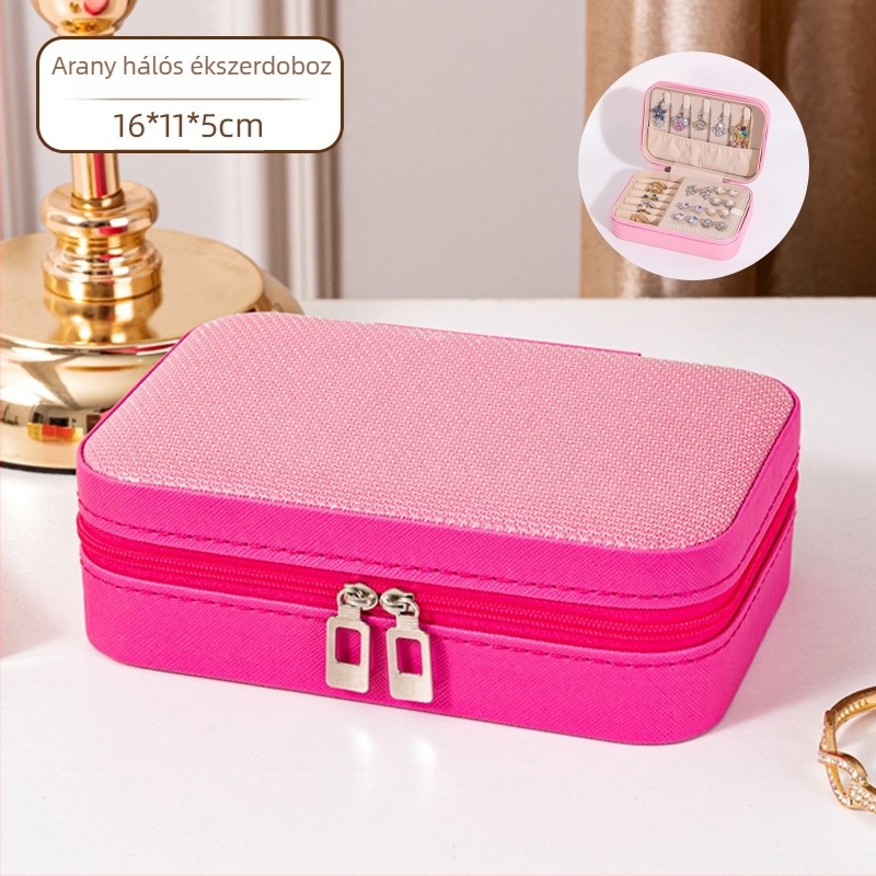Bőr ékszerdoboz, koreai stílus, csíkos mintázat, modell Little Fragrance