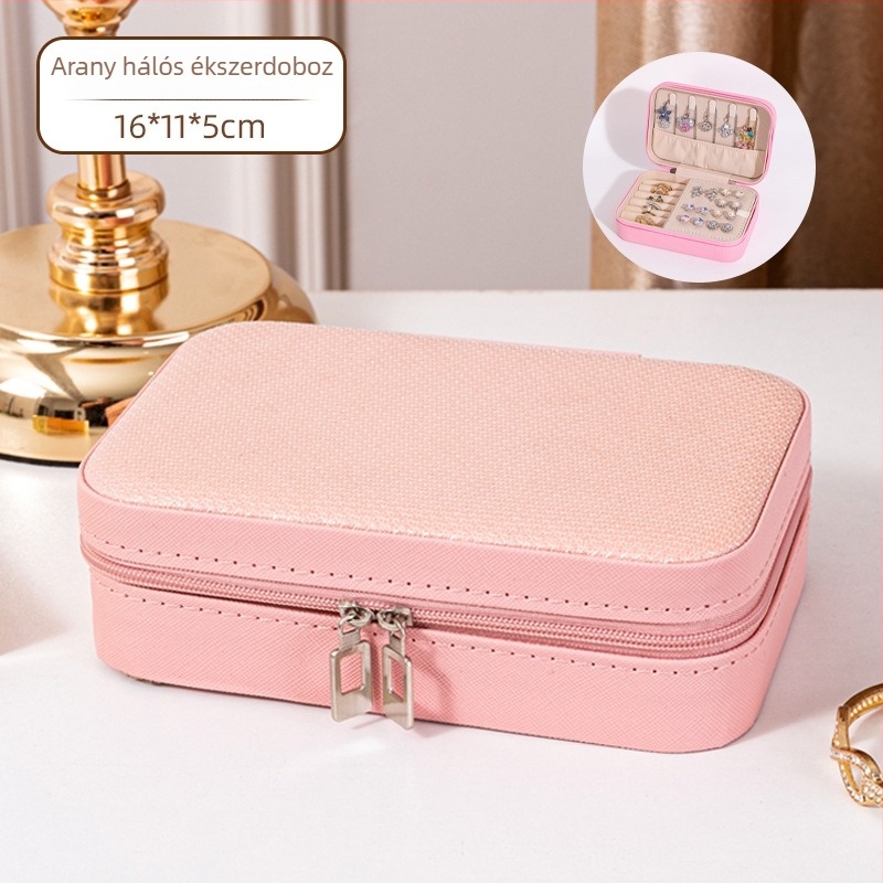 Bőr ékszerdoboz, koreai stílus, csíkos mintázat, modell Little Fragrance