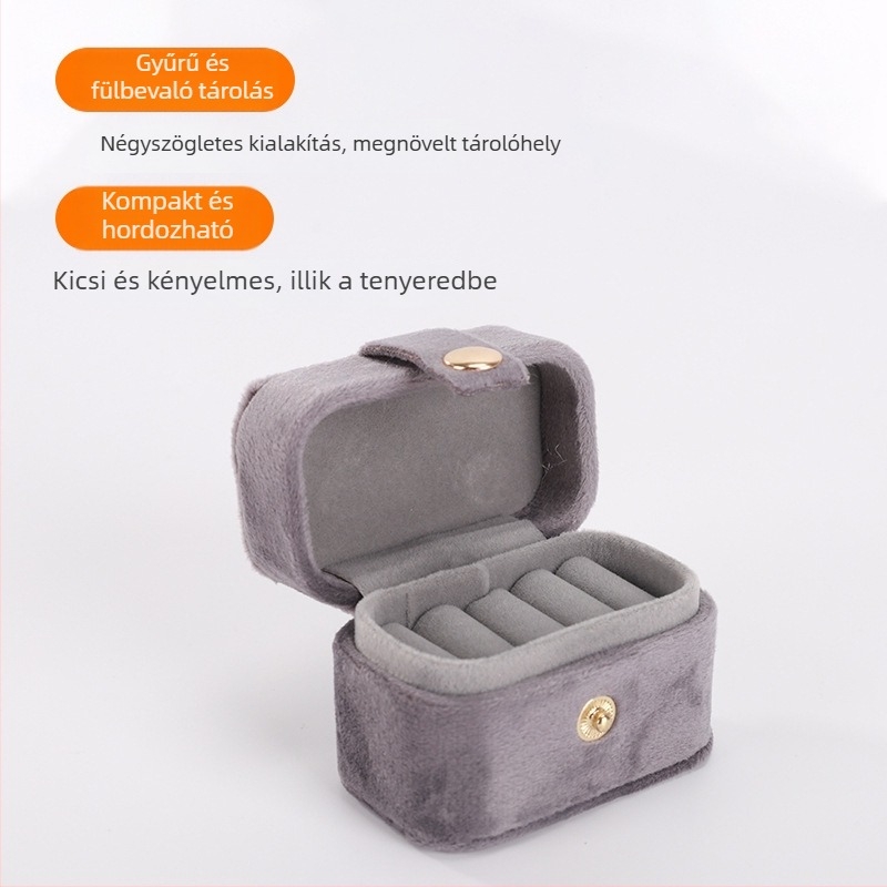 Kis gyűrű- és fülbevaló tároló doboz – négyszögletes, rizsvelúr, csomagoló doboz, Dongguan eredetű