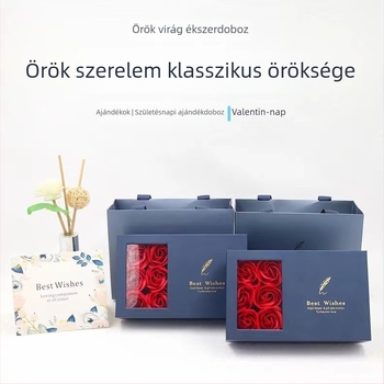 Ékszer csomagoló doboz nyaklánc és fülbevaló számára — papír/karton anyag, csomagolási típus: doboz, tartalmaz virágdobozt és üdvözlő kártyát