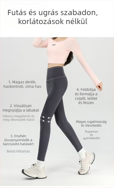 Női jóganadrág, magas derékkal, karcsúsított szabás, fleece belső bélés, Shark Skin textúra, nylon/poliamid keverék