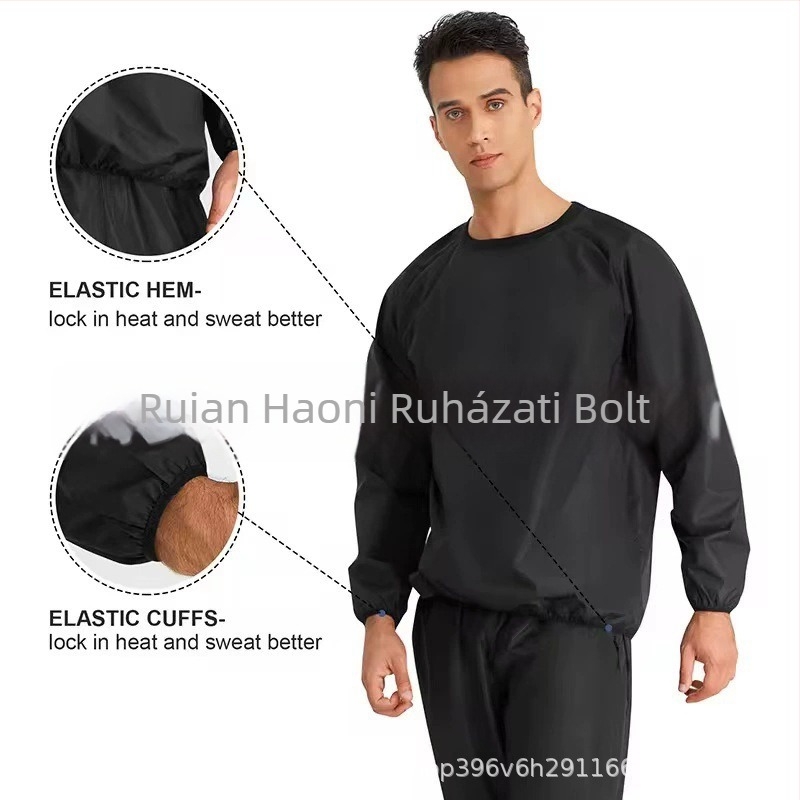 Uniszex futás- és fitnesz szett — 70% poliészter, 30% spandex bélés, poliuretán felület, egyszínű, hosszú ujjú felső és nadrág