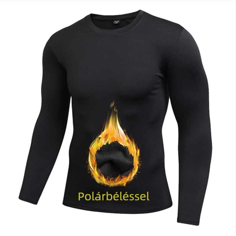 Struggle Clothing Férfi hosszú ujjú edző felső fleece-re töltve téli időszakra – lélegző, gyorsan száradó, Milk Silk poliészter anyag (90% poliester, 10% spandex bélés)