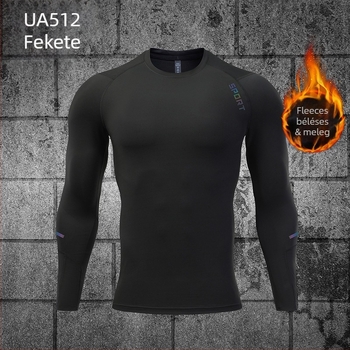 Férfi fitnessz alapréteg felső milk silk fleece-sel, 96% poliészter, gyorsan száradó, rugalmas, futáshoz és kosárlabdához