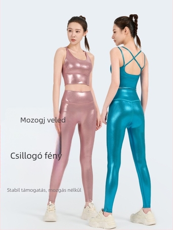 Nadrág nélküli jóga szett keresztpántokkal, magas derék a csípő emeléséért, cropped nadrág, anyag 80% nylon, 20% spandex