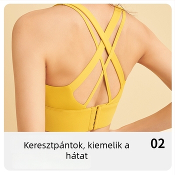 Női sportmelltartó varrás nélküli kivitelben, 3/4 kosár, közepes formájú kosár, rögzített dupla vállpántok, hátoldali négy sor csattal záródó