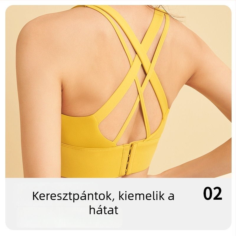 Női sportmelltartó varrás nélküli kivitelben, 3/4 kosár, közepes formájú kosár, rögzített dupla vállpántok, hátoldali négy sor csattal záródó