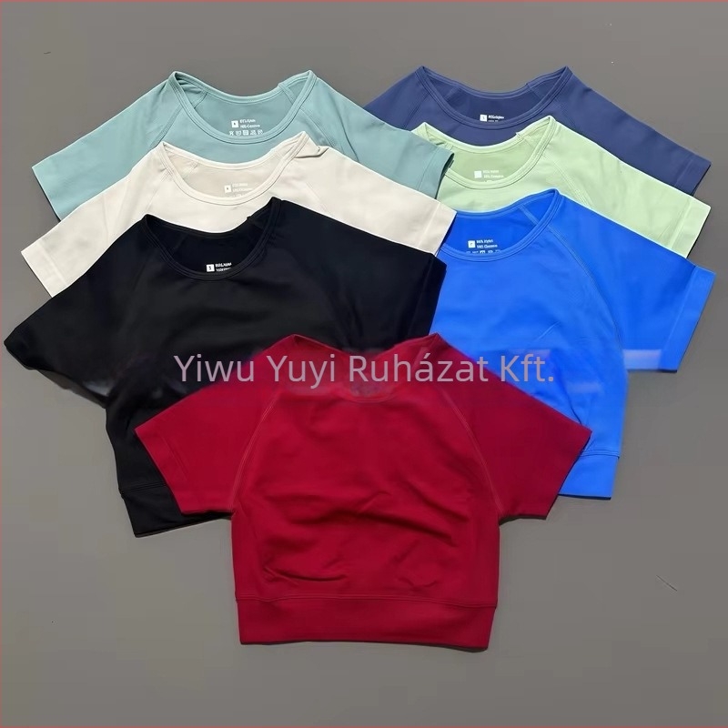 Női varrat nélküli rövid ujjú sportos felső jóga számára, nedvességelvezető nylon-spandex (90/10), szűk szabás, Yuji Yj-dx01, Nyár 2025