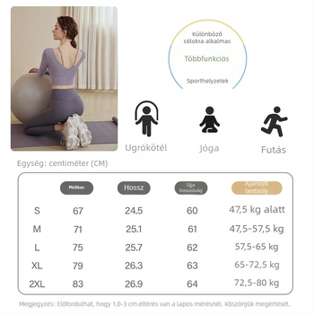 Női jóga készlet – hosszú ujjú, edzésre és pilatesre; anyag: Corduroy; összetétel: len