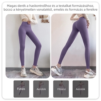 Női szoros fitnesz nadrág – Egyszínű mintázat, Poliészter keverék (82,5% poliészter), bélés poliészter; Alkalmas futáshoz, edzéshez és kerékpározáshoz