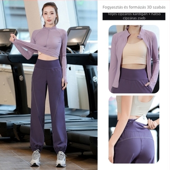 Női őszi-téli hosszú ujjú edzőszett Milk Silk anyaggal futáshoz és jógához