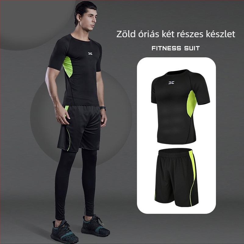 Férfi edzőruha futáshoz és jógához — poliészter anyag 94,5% és belső Milk Silk; alkalmas nyárra, tavaszra és őszre; futás, kerékpár és edzőtermi edzésekhez.